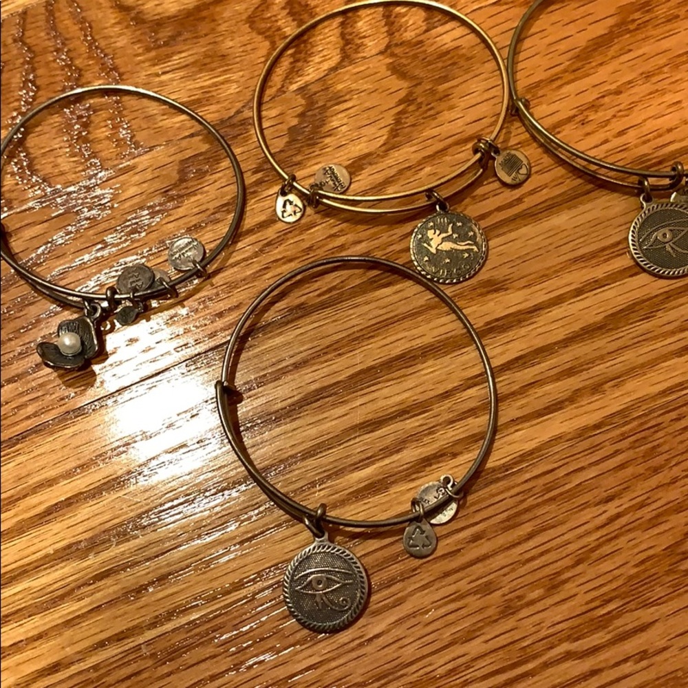 5 Alex & Ani bracelets plus earrings